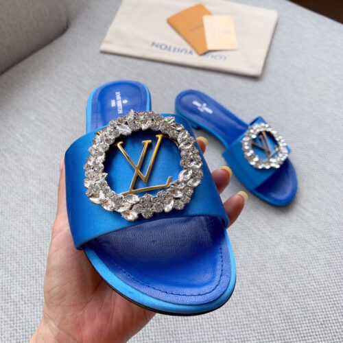High Quality Luxury LV Madeleine Sandals Blue – Style 37667 product detail