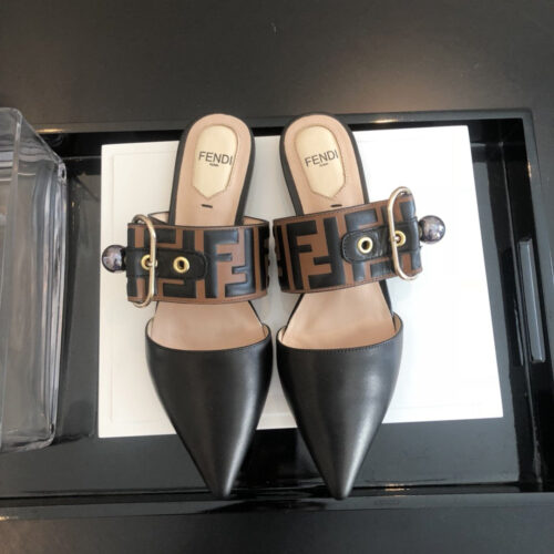 High Quality Luxury Fendi FF Mules Sandals alternate view