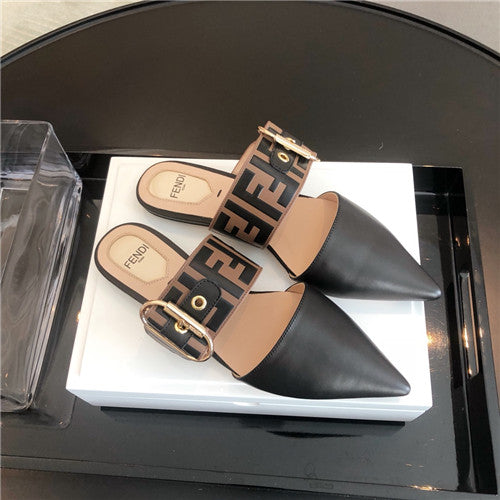 High Quality Luxury Fendi Pointed Flat Slippers