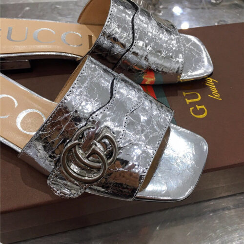 High Quality Luxury Gucci GG Slippers Women Silver product detail