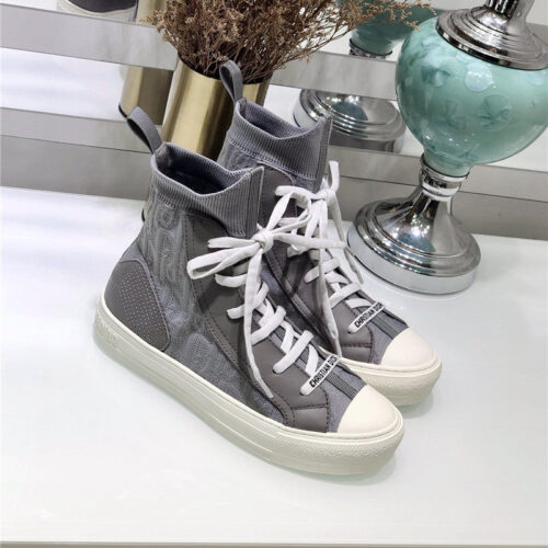 High Quality Luxury Dior High Top Sneakers Women Gray