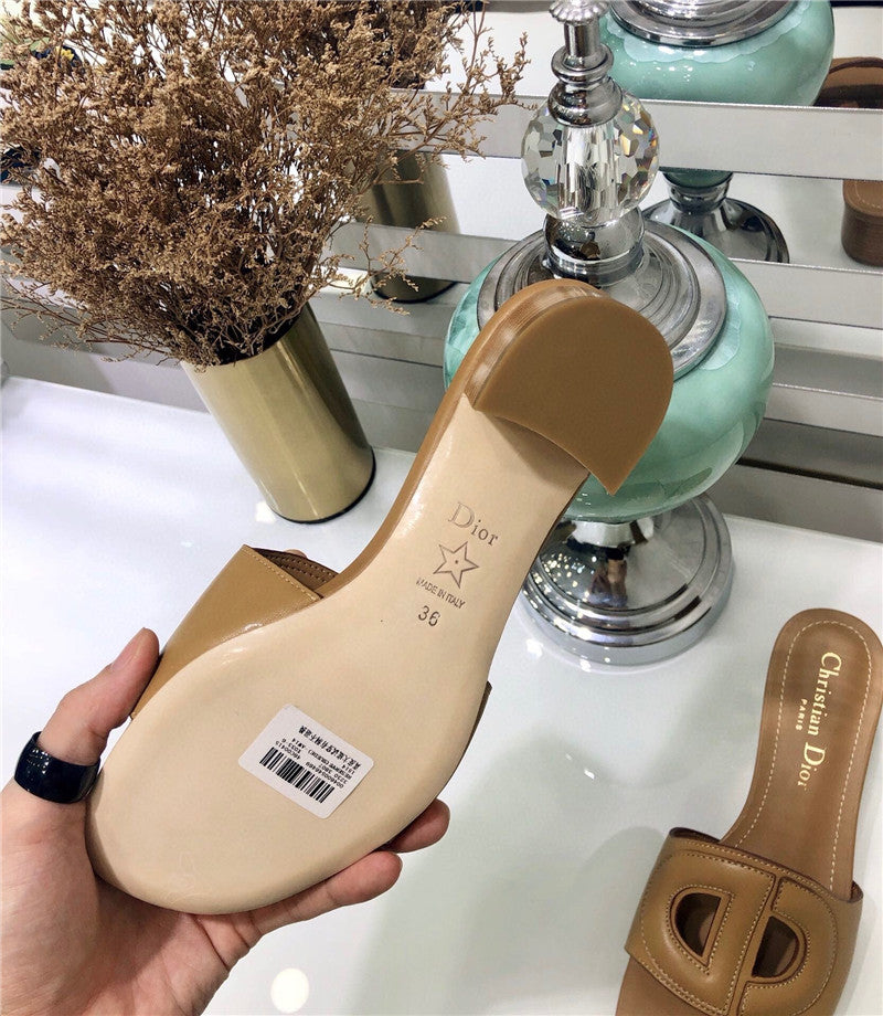High Quality Luxury Dior Flat Sandals Brown – Style 33990 product detail