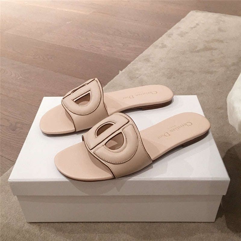 High Quality Luxury Dior Flat Sandals Brown