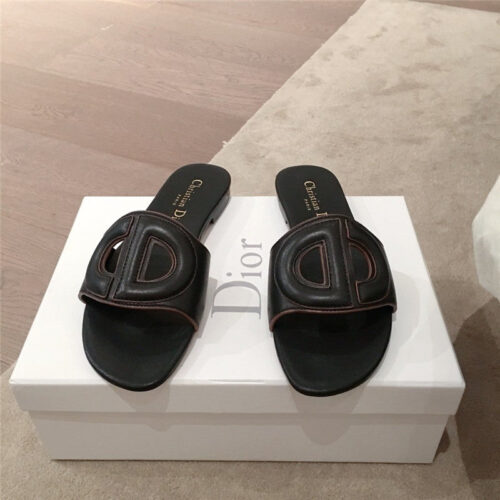 High Quality Luxury Dior Flat Sandals Black alternate view