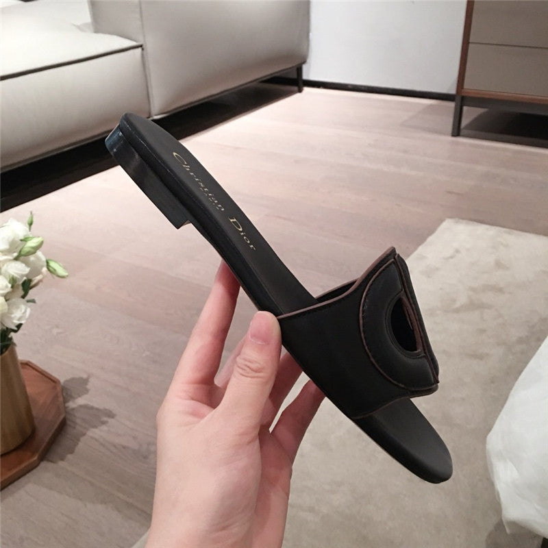 High Quality Luxury Dior Flat Sandals Black product detail