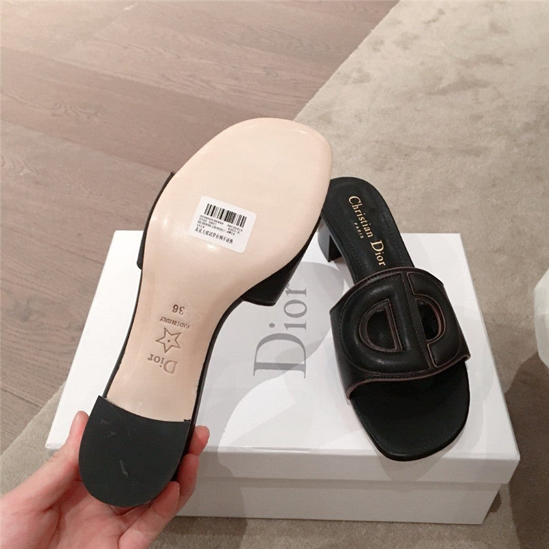 High Quality Luxury Dior Flat Sandals Black product detail