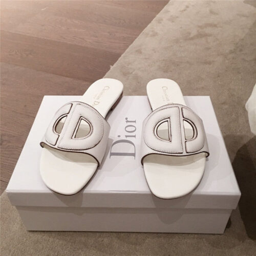 High Quality Luxury Dior Flat Sandals White alternate view