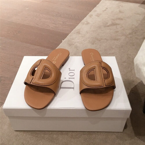 High Quality Luxury Dior Flat Sandals Brown – Style 27206 alternate view