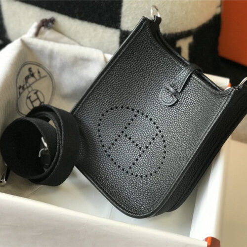 High Quality Luxury Hermes Evelyne 18 Bag Black alternate view