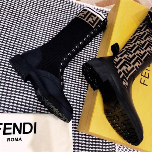 High Quality Luxury Fendi Rockoko FF Combat Boots Shoes – Style 88275 product detail