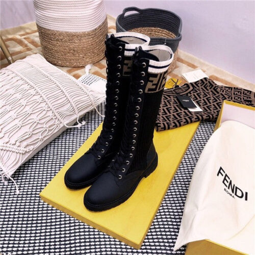 High Quality Luxury Fendi Rockoko FF Combat Boots Shoes – Style 88275