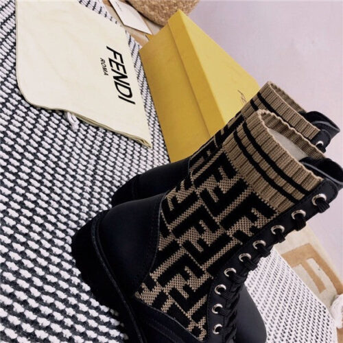 High Quality Luxury Fendi Rockoko FF Combat Boots Shoes – Style 62291 alternate view