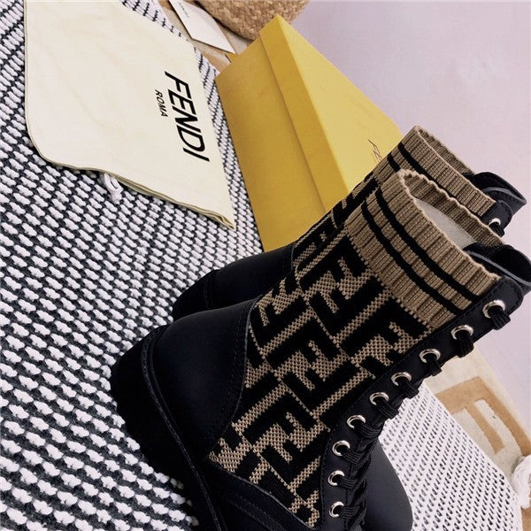 High Quality Luxury Fendi Rockoko FF Combat Boots Shoes – Style 62291 product detail