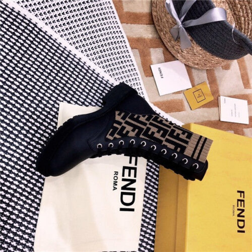 High Quality Luxury Fendi Rockoko FF Combat Boots Shoes – Style 62291 product detail