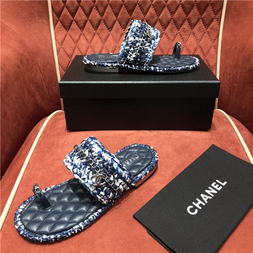High Quality Luxury Chanel Woven Flat Slippers