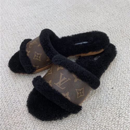 High Quality Luxury LV Wool Slippers Shoes