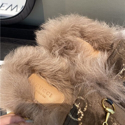 High Quality Luxury Gucci Furry Slippers Shoes – Style 66099 product detail