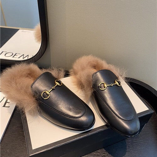 High Quality Luxury Gucci Furry Slippers Shoes – Style 64403