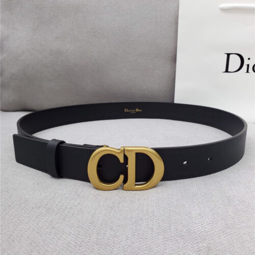 High Quality Luxury Dior Cd Black Leather Belt