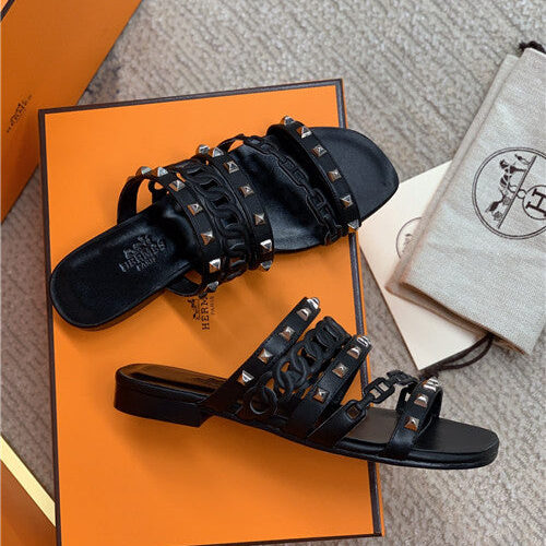 High Quality Luxury Hermes Flat Slippers Womens – Style 02659 product detail
