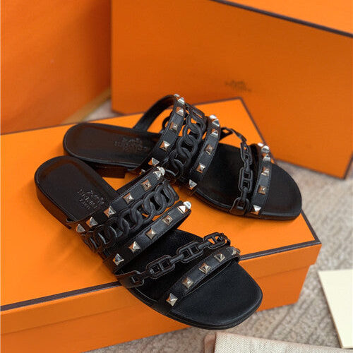 High Quality Luxury Hermes Flat Slippers Womens – Style 02659 alternate view