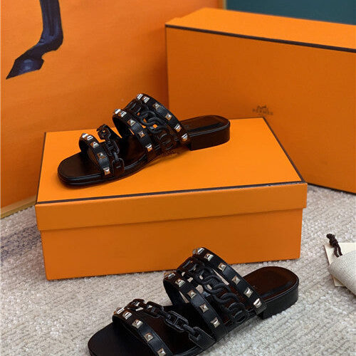 High Quality Luxury Hermes Flat Slippers Womens – Style 02659 product detail
