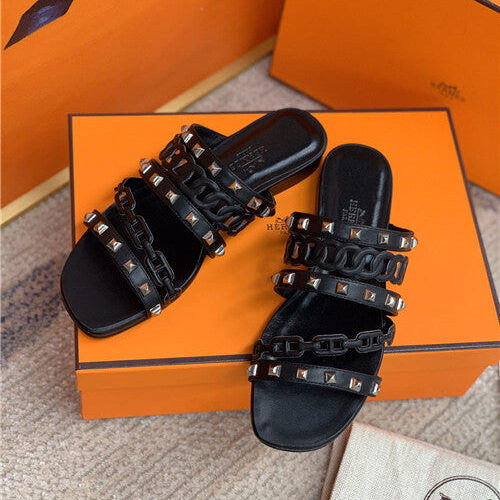 High Quality Luxury Hermes Flat Slippers Womens – Style 02659 product detail
