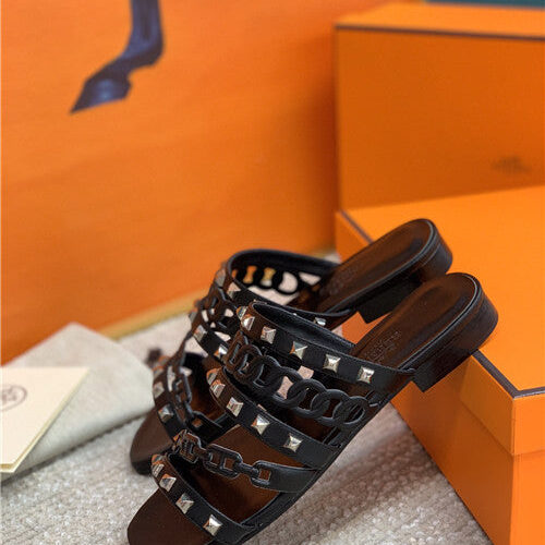 High Quality Luxury Hermes Flat Slippers Womens – Style 02659 product detail