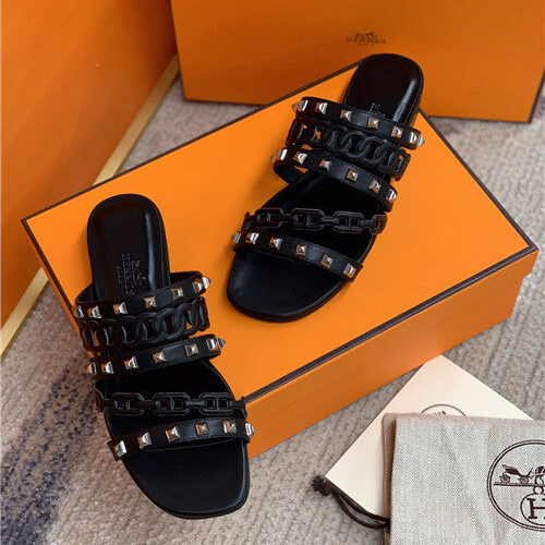 High Quality Luxury Hermes Flat Slippers Womens – Style 02659 product detail