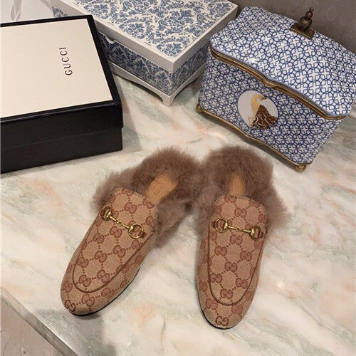 High Quality Luxury Gucci Furry Slippers Shoes
