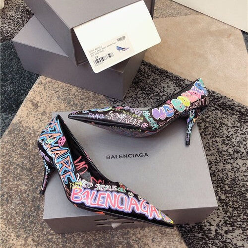 High Quality Luxury Balenciaga Graffiti Heels Shoes – Style 60387 product detail