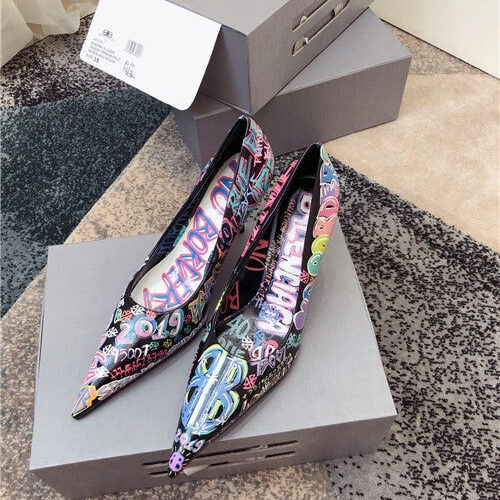 High Quality Luxury Balenciaga Graffiti Heels Shoes – Style 60387
