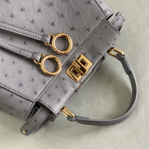 High Quality Luxury Fendi Ostrich Leather Peekaboo Bag – Style 32592 product detail