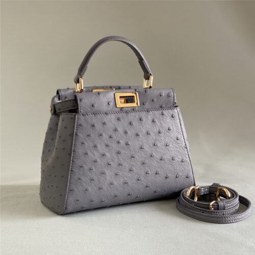 High Quality Luxury Fendi Ostrich Leather Peekaboo Bag – Style 32592 product detail