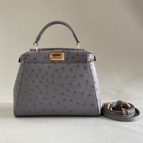 High Quality Luxury Fendi Ostrich Leather Peekaboo Bag – Style 32592 product image