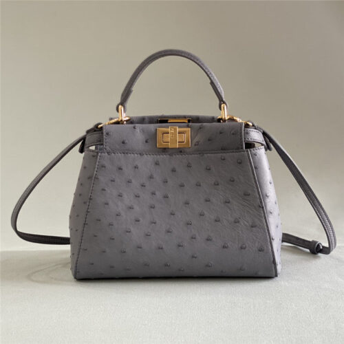 High Quality Luxury Fendi Ostrich Leather Peekaboo Bag – Style 32592 product detail