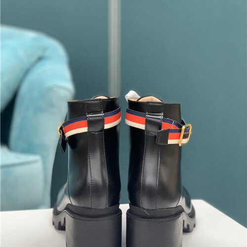 High Quality Luxury Gucci Trip Leather Ankle Boots alternate view