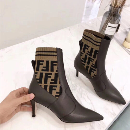 High Quality Luxury Fendi High Heel Ankle Boots