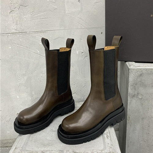 High Quality Luxury Bottega Veneta Mid Calf Boots – Style 37126