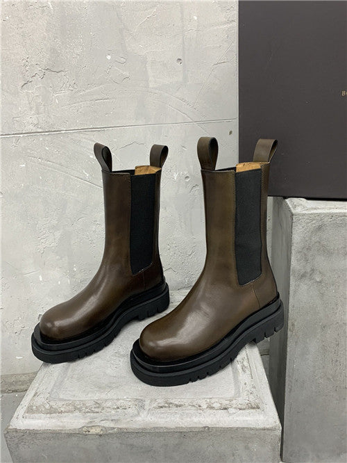 High Quality Luxury Bottega Veneta Mid Calf Boots – Style 37126