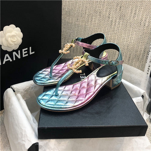 High Quality Luxury Chanel Pearl Buckle Flip Flops Sandals – Style 74054