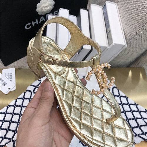 High Quality Luxury Chanel Pearl Buckle Flip Flops Sandals – Style 39590 product detail