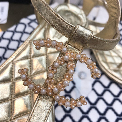 High Quality Luxury Chanel Pearl Buckle Flip Flops Sandals – Style 39590 product detail