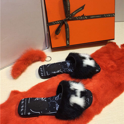 High Quality Luxury Hermes Mink Slippers Shoes – Style 74307 alternate view