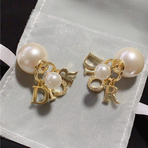 High Quality Luxury Dior Letter Beads Earrings