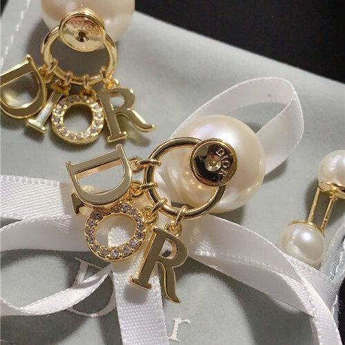 High Quality Luxury Dior Letter Beads Earrings alternate view