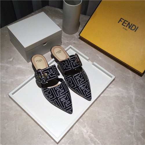 High Quality Luxury Fendi Pointed Toe Wrap Flat Slippers – Style 22195