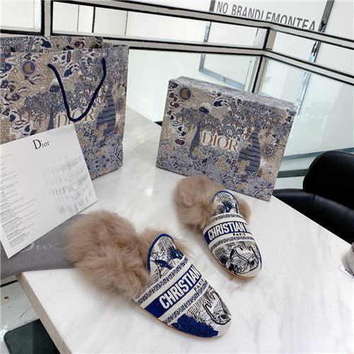 High Quality Luxury Dior Fur Slippers – Style 12486