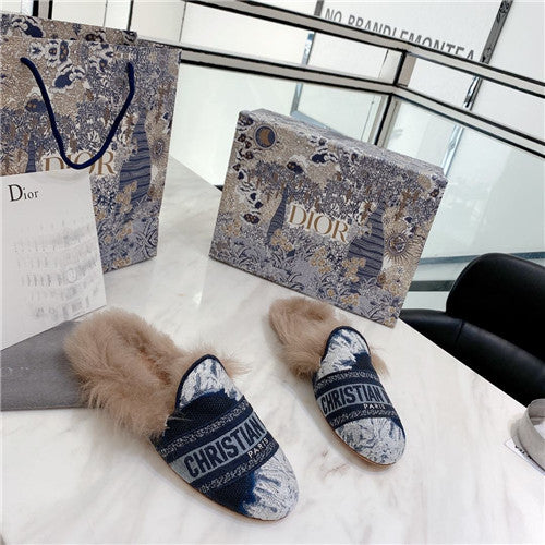 High Quality Luxury Dior Fur Slippers – Style 02310