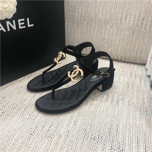 High Quality Luxury Chanel Pearl Buckle Flip Flops Sandals